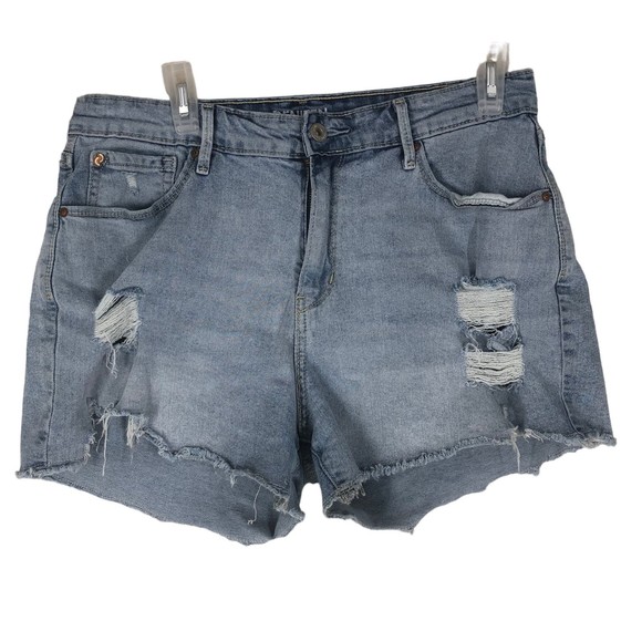 Denizen by Levi’s High-Rise Distressed Destroyed Shorts, Cutoffs, Light Wash 12 - Picture 2 of 8